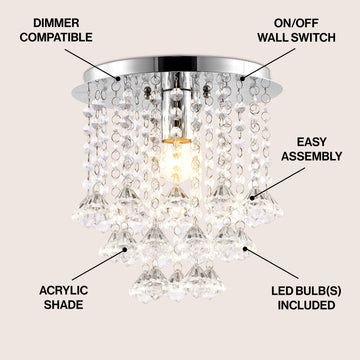 Lillibet 9.88" Traditional Transitional Iron LED Semi Flush Mount - JONATHAN Y